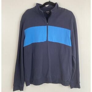 Galeries Lafayette Womens XXL Blue Colorblock Half Zip Sweatshirt Retro Preppy